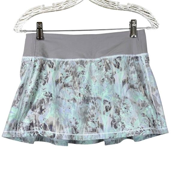 Lululemon Pace Rival Mid-Rise Skirt Plisse Bloom Multi Mauve Grey Sz 4 EUC - Picture 1 of 8